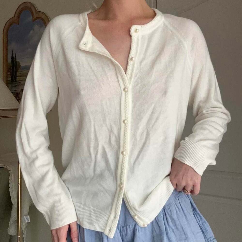 Karen Scott Pearl Button Front Cardigan